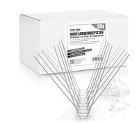 com-four® Punte Anti-piccioni da 9 Metri a 4 File - Acciaio Inossidabile 304 - antiruggine e Resistenti - 36 x 25 cm con 72 Clip per grondaie - Repellente per Uccelli - spaventapasseri