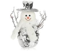 com-four® pupazzo di neve taglia M, decorazione natalizia con paillettes reversibili, ideale come decorazione da tavola per l'Avvento, bella figura decorativa per l'interno (argento-bianco - M)