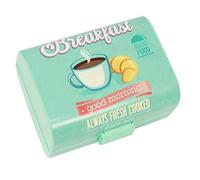 com-four® Scatola per portare il pranzo al sacco - Contenitore per merenda con 3 scomparti - Scatola colazione con motivo Breakfast 17x13x10 cm (01 pezzi - Colazione)