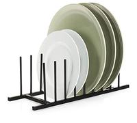 com-four® Scolapiatti in metallo - scolapiatti stabile - moderno organizzatore da cucina - asciugapiatti nobile - portacoperchi (1x nero - metallo)