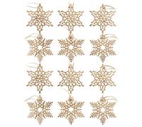 com-four® Set 12x Ciondolo in Legno per Albero di Natale - Decorazioni con Design a Fiocco di Neve