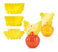 com-four® set 14 trappole gialle contro moscerini, mosche e afidi - adesivi per piante da interno - trappole non tossiche con contenitore (12 adesivi gialli + 2 contenitori)