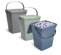 com-four® Set 3 Contenitori con Coperchio e Manico 5 L, Scatola Plastica | Pattumiera - Porta Mollette Bucato [Scelta variabile]