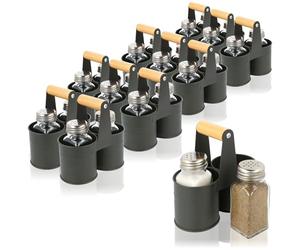 com-four® Set 36 spargispezie in vetro, saliera e pepiera con supporto