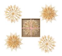 COM-FOUR® Set 4 stelle di paglia grandi - Decorazione per finestre XXL in paglia - Stelle di paglia in diversi design - 26 cm/28 cm