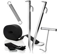 COM-FOUR® Set 6 pezzi di cinghie anti-vento con piolo, molla, cintura e tiretto per pioli - cinghie anti-vento per tenda da sole - attacco per tenda (06 pz. - set di montaggio)