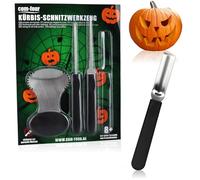 COM-FOUR® set da 4 pezzi per intagliare la zucca per Halloween - utensili da taglio per svuotare le zucche - utensile da intaglio in acciaio inossidabile