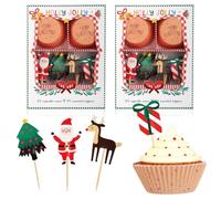 COM-FOUR® set da 96 pezzi per la cottura di cupcake - mini stampi per dolci natalizi con tappi decorativi - stampi in carta per muffin - pirottino per cupcake con topper