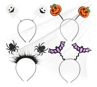 Com-four® Set di 4 cerchietti per Halloween - Accessori per Costumi Con Motivi Spaventosi - Diadema di Halloween [Scelta Varia] (04 Pezzi)