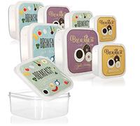 com-four Set di 8 contenitori per il pranzo, in 4 misure, per campeggio, picnic e viaggi, contenitori in plastica (8 pezzi, breakfast)