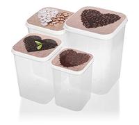 com-four® set di barattoli da 4 pezzi con coperchio - conservazione per alimenti - caffè, tè, zucchero, cioccolato - barattolo sfuso (4 parti - cuore)