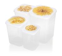 com-four® set di barattoli da 4 pezzi con coperchio - conservazione per alimenti - pasta, muesli, frutta, verdura, snack - barattolo sfuso (4 parti - pasta)