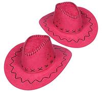 com-four® Set di cappelli da cowboy in 2 pezzi - cappello western in rosa - copricapo per cowgirl a carnevale, costumi, Halloween, feste a tema - cappello da cowboy da donna (02 pezzi - rosa cowboy)