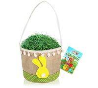 com-four® Set di cesti pasquali, 3 Pezzi, Cesto Pasquale con Erba e Uovo | Cesto in feltro coniglietto pasquale [la selezione varia]