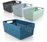 com-four® Set di cestini portaoggetti da 4 pezzi - cestini decorativi - scatole di plastica per cosmetici, giocattoli e prodotti per la casa [la selezione varia] (Mix - 4 pezzi)