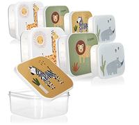 com-four® Set di contenitori per animali da 8 pezzi - contenitori per il pranzo in 4 misure - contenitori con coperchio per campeggio, picnic e viaggi - scatole di plastica (8 pezzi - animali)
