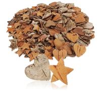 COM-FOUR® Set di Decorazioni sparse da 200 Pezzi Cuori e Stelle - Coriandoli per Matrimoni e Feste in Legno di Betulla - Accessori per Progetti Fai da Te (200 mix di corteccia di betulla)