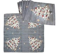 COM-FOUR® Set di tovaglie da 2 pezzi con motivo natalizio con albero di Natale - tovaglie per la tavola come centrotavola (Abete - Set)