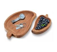 com-four® Set di vassoi da 2 Pezzi in Legno di Acacia - taglieri Decorativi a Forma di Foglia - vassoi da Portata - Vassoio in Legno in 2 Misure - Piatti da Portata per Snack (2 Pezzi - Foglio)
