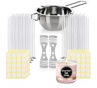 com-four® Set per Realizzare 120 Candele - Include stoppini, crogiolo, Porta stoppino e Adesivi, Perfetto per Creare Candele Fai da Te (243 Pezzi - Set Iniziale)