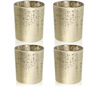 com-four® Set portacandele da 4 pezzi - lanterne color oro per candeline e piccole candele a colonna - portacandele con decorazione a stella - decorazione da tavolo (4x color oro)