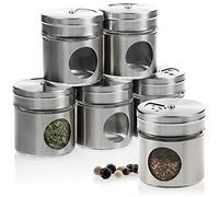 COM-FOUR® Set shaker per spezie da 6 pezzi in acciaio inossidabile per sale, pepe, spezie, erbe aromatiche - barattolo contenitore per spezie (06 pezzi)