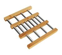COM-FOUR® Sottobicchiere in bambù e acciaio inox, sottobicchiere estensibile, accessori da cucina, base in legno regolabile (1 pezzo, estensibile)
