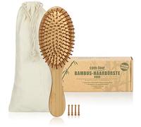COM-FOUR® spazzola per capelli naturale in bambù - spazzola ecologica con setole naturali per capelli naturalmente belli - per uomo, donna, bambino (1 pezzo - pennello per tutti gli usi)