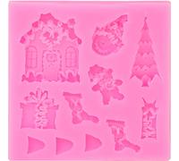 COM-FOUR® Stampo in silicone "Natale" quadrato per marzapane e fondente - decorazione di torte e biscotti fatti in casa (01 pezzo - Natale 1)