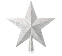 com-four® Stella Glitterata per Albero di Natale - Decorazione Natalizia - Stella Color Argento con Glitter - Ornamento per l'Albero di Natale