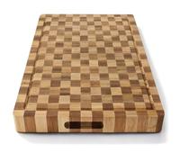 com-four® Tagliere in bambù Design a Scacchi 37,5 x 28 cm, con scanalatura raccogli liquidi e Maniglie per Tagliare e servire