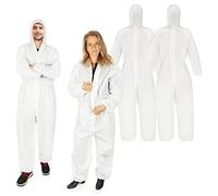 com-four® Tuta protettiva 4x con cappuccio e cerniera - tuta da imbianchino monostrato taglia unica - altezza da 160 a 200 cm - indumenti protettivi (4 pezzi - bianco)