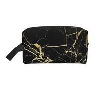 COMAAM Aloha Tiki modello portatile di grande capacità borsa da viaggio per cosmetici e prodotti di lavaggio, Marmo nero e oro., Taglia unica