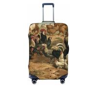 COMAAM Aloha Tiki Pattern elastico vano bagagli copertura protettiva protettiva per bagagli adatto per bagagli di 45-81 cm, Stampa Pollo E Gallo, Large
