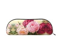 COMAAM Astuccio in pelle con motivo a cupcake, per penne e matite, di grande capacità, adatto per riporre penne e cosmetici, Fiori di peonia, Taglia unica, Astuccio portamatite