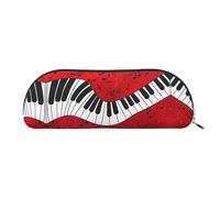 COMAAM Astuccio in pelle mimetica con foglie rosa, borsa portaoggetti mezza rotonda, grande capacità, adatta per riporre penne e cosmetici, Nota musicale pianoforte, Taglia unica, Astuccio portamatite