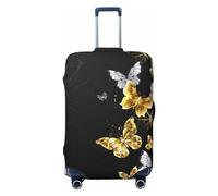 COMAAM Ballerina Dance - Copertura protettiva elastica per bagagli, adatta per bagagli di 45-81 cm, Oro Bianco Farfalle Nero, Medium