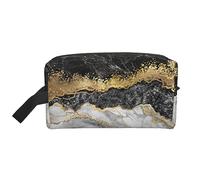 COMAAM Ballerina Dance Portable Grande Capacità Viaggio Wash Storage Bag Per Cosmetici E Forniture di Lavaggio, Nero Bianco Oro Foil Marmo, Taglia unica