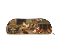 COMAAM Borsa a mezza rotonda in pelle sportiva da basket, grande capacità, adatta per riporre penne e cosmetici, Arrosto pollo gallina fattoria, Taglia unica, Astuccio portamatite