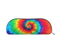 COMAAM Borsa da parati in pelle nera e oro, mezza rotonda, grande capacità, adatta per riporre penne e cosmetici, Tie Dye Hippies, Taglia unica, Astuccio portamatite