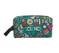 COMAAM Borsa da viaggio portatile di grande capacità della bandiera britannica per cosmetici e forniture di lavaggio, Cartoon Scienza Tema, Taglia unica