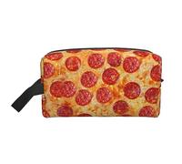 COMAAM Borsa da viaggio portatile di grande capacità della bandiera britannica per cosmetici e forniture di lavaggio, 3D Pizza Peperoni, Taglia unica