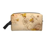 COMAAM Borsa da viaggio portatile di grande capacità della bandiera britannica per cosmetici e forniture di lavaggio, Fiori di api rurali, Taglia unica