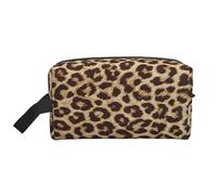 COMAAM Borsa di immagazzinaggio del lavaggio di viaggio di grande capacità portatile della carta da parati nera dell'oro per i cosmetici e, Divertente stampa leopardata, Taglia unica