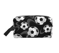 COMAAM Borsa di immagazzinaggio del lavaggio di viaggio di grande capacità portatile di giallo & verde di camo per i cosmetici ed i prodotti di, Calcio Nero, Taglia unica
