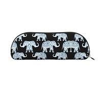COMAAM Borsa portaoggetti in pelle mezza rotonda per scienza astratta e chimica, grande capacità, adatta per riporre penne e cosmetici, Elefante, Taglia unica, Astuccio portamatite