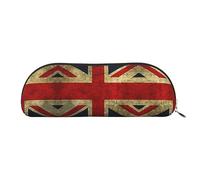 COMAAM Borsa portaoggetti mezza rotonda in pelle con bandiera britannica, grande capacità, adatta per riporre penne e cosmetici, Bandiera britannica, Taglia unica, Astuccio portamatite