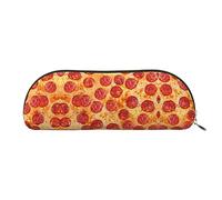 COMAAM Borsa portaoggetti mezza rotonda in pelle con bandiera britannica, grande capacità, adatta per riporre penne e cosmetici, 3d Pizza Pepperoni, Taglia unica, Astuccio portamatite