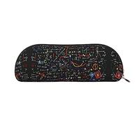 COMAAM Borsa portaoggetti mezza rotonda in pelle con motivo a strisce di cavallo, grande capacità, adatta per riporre penne e cosmetici, Formula matematica., Taglia unica, Astuccio portamatite
