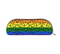 COMAAM Borsa portaoggetti mezza rotonda in pelle con motivo a strisce di cavallo, grande capacità, adatta per riporre penne e cosmetici, Modello Arcobaleno Orgoglio Gay, Taglia unica, Astuccio